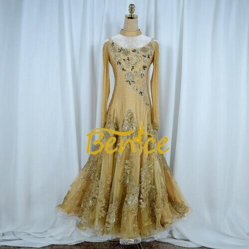 Standard Ballroom Dress Women New Of 2019 Custom Made High-necked Long Sleeved Waltz Ballroom Dance Competition Dresses