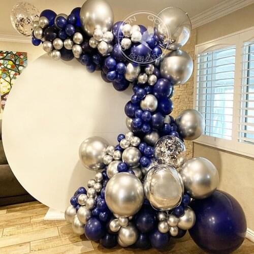 Navy Blue 4D Silver Confetti Bobo Balloons Baby Shower Garland The Romantic Marriage Proposal Birthday Party Decor Supplies