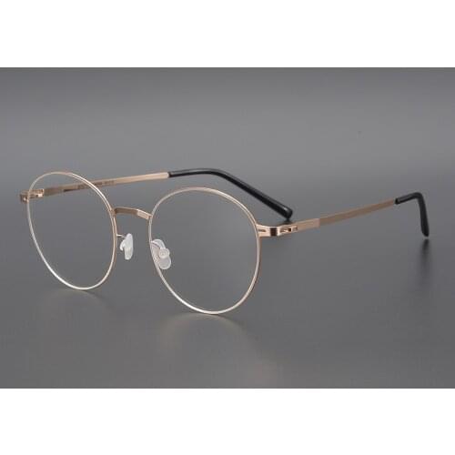 Ultralight Titanium Eyewear No Screws Round Retro Eye glasses For Mens and Womens Myopia Prescription Optical Glasses Frame