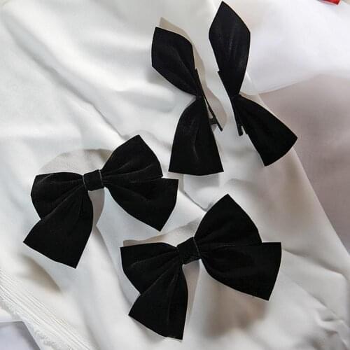 Black White Ribbon Hair Bows Clips Vintage Simple Elastic Bowknot Solid Color Girl Hairpin Hair Clip Hair Accessories for Women