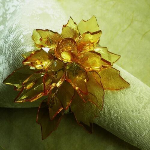 Gold leaf flower napkin ring ,napkin holder