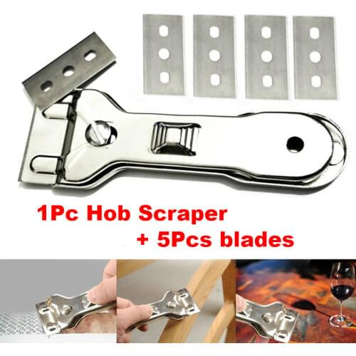 With 5pcs Spare Blades 1PC Multifunction Glass Ceramic Hob Scraper Cleaner Remover for Cleaning Oven Cooker Tools Utility Knife