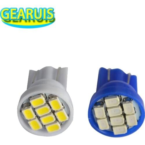 100pcs/lot AC DC 6V 6.3V T10 555 Non polar 8 SMD 1206 3020 194 168 LED Bulbs Wedge pinball machine White Red Blue Green Yellow