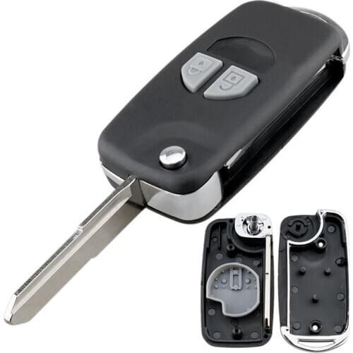 2 Buttons Modified Folding Remote Smart Car Key Case Auto Car Key Shell with HU87 Blade and Button Pad Fit for Suzuki SX4