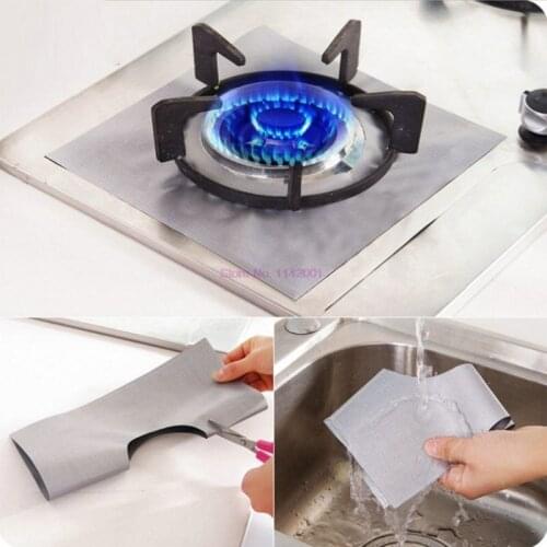 400Pcs/Lot Reusable Foil Cover Gas Stove Protector Non-Stick Sheeting Clean Liner For Kitchen Cookware Cooking Cleaning Mat
