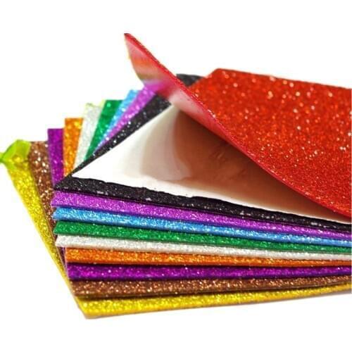 5sheets Sticker Sponge Paper Foam Paper Glitter Flash Gold Handmade EVA Foam Craft Paper Kindergarten DIY Paper Sheets Mix Color