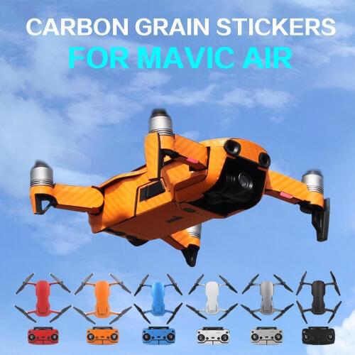 6 Colors Waterproof PVC Carbon Grain Graphic Stickers Full Set Skin Decals for DJI MAVIC AIR drone Boday&Remote accessories
