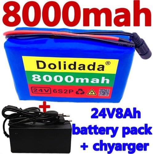 6s2p 24V8Ah 18650 Battery Lithium Battery 25.2v 8000mAh Electric Bicycle Moped /Electric/Li ion Battery Pack with + charger