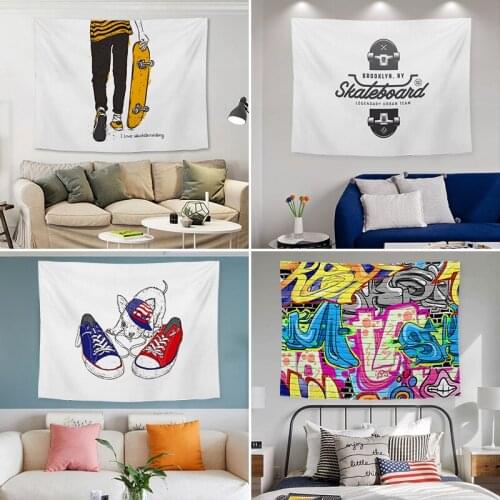Home Decoration Accessories Skateboard Boy Room Decoration Tapestry Aesthetic Room Decor Tapestry Wall Hanging Decoration Mural