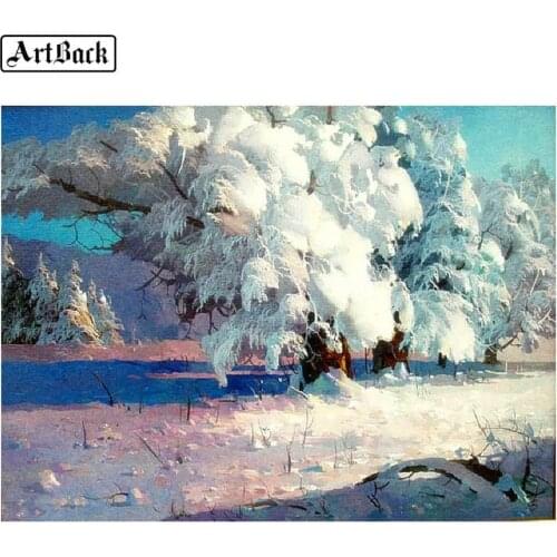 Diamond Painting Snow Tree Winter View Diamond Embroidered Full Square / Round Diamond Mosaic Sticker Kit