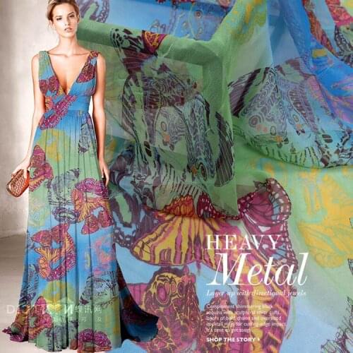 Butterfly Feifei Summer Thin Transparent Silk Georgette Fabric 100% Mulberry Silk Clothing Dress Silk Scarf Fabric