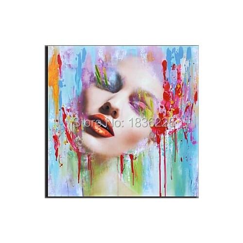 Free shipping! Handmade abstract figure oil painting women colorful face modern decor artwork on canvas pictures No frame