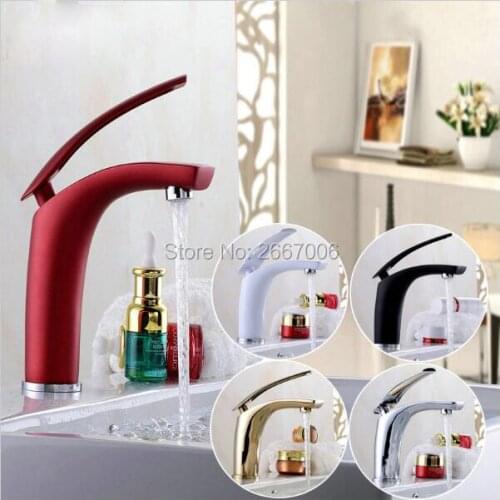 Free Shipping Fancy Design Multi-Color Painting Faucets Gold/Chorme/White/Red/Antique/Brushed/Black Faucet Crane Basin Tap ZR590