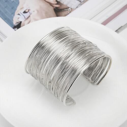 Big Wide Bracelet Bangles Gold Silver Color Bracelets & Bangles 5.5mm Wide Metal Wire Bracelets For Women Punk Jewelry S204