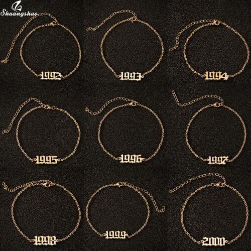 Fashion Stainless Steel Number Anklet Unique Design Birthday Year Anklet Leg Bracelet Summer Jewelry for Women Best Friend Gift