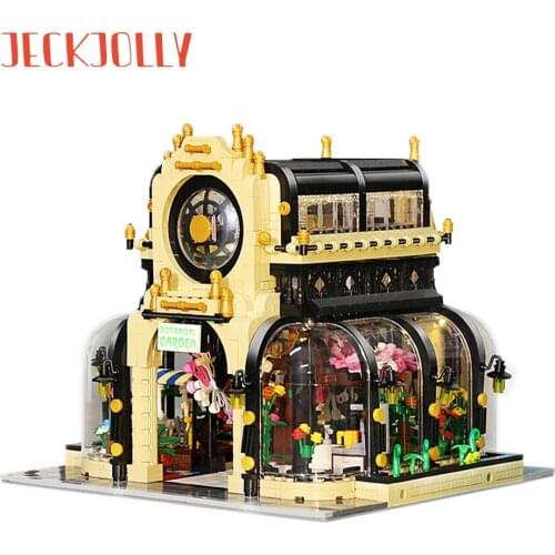 City View Street Building Blocks Toys Flowers Bouquet House Botanical Garden with Light Brick For Girls Adult Christmas Gifts