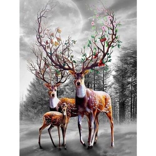 DIY 5d diamond painting deer wall art decoration full square/round diamond embroidery animal mosaic moon handmade gift