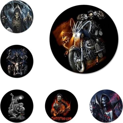 Grim Reaper Skull Skeleton Icons Pins Badge Decoration Brooches Metal Badges For Backpack Decoration 58mm