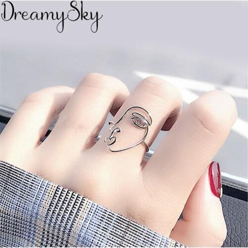 New Arrivals Vintage Human Face Rings For Women Large Adjustable Size Finger Ring Fashion Charm Jewelry Valentines Day Gift