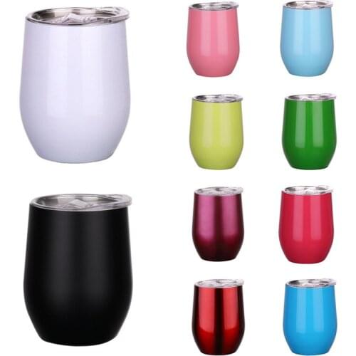 12oz Wine Tumbler with Seal Lids Egg Shape Coffee Mug Stainless Steel Beer Cup Double Wall Thermos Cups For Wedding Party