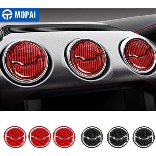 MOPAI Carbon Fiber Car Inner Dashboard Central Air Conditioning Vent Outlet Cover Stickers for Ford Mustang 2015+ Accessories