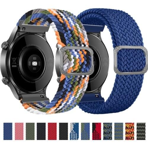 22mm 20mm Braided Nylon Strap for Samsung galaxy watch/Active 2/Amazfit GTR adjustable solo loop strap for Huawei watch GT2 Band