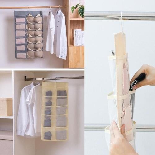 New!Multifunction Folding Clothing Storage Bag Clear Hanging Organizer Storage Underwear Hanger For Wardrobe Bag Bra Socks Rack