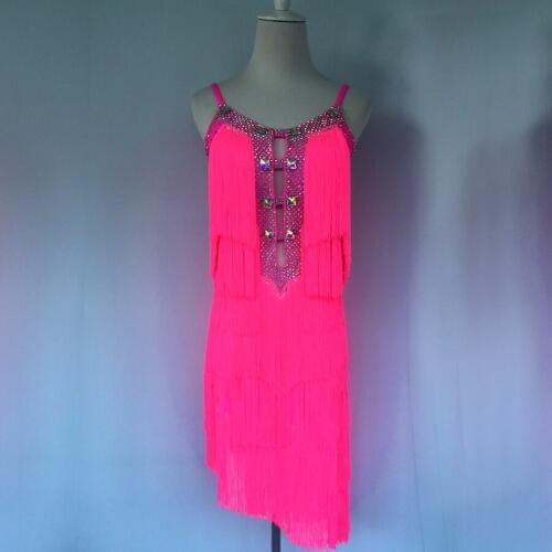 New latin dance costumes sexy diamond tassel latin dance dress for children women latin dance competition dresses S-4XL