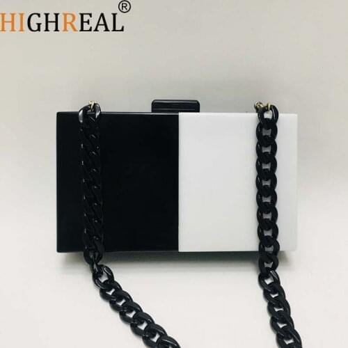 New Trendy Bags Fashion Women Handbags Black White Sequin Striped Acrylic Luxury Party Evening Bag Woman Casual Box Clutch Purse