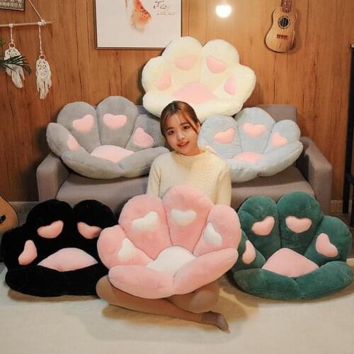 Seat Cushion Cat-Paw Shape Lazy Sofa Indoor Floor Stuffed Sofa Colorful Animal Decor Pillow For Children Grownups Gift