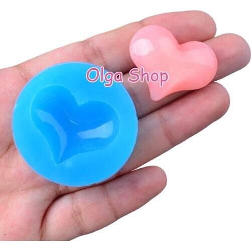 PYL115 29.8mm x 23.8mm Heart-shaped Silicone Mold Fondant Cake Decoration Candy Resin Clay Earrings Necklace Craft Soap Candle
