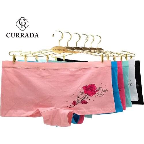 6 Pieces/Lot Cotton Panties Boxer Women Underwear Female Safety Panty Printing Rose Lingerie Ladies Underpants CURRADA