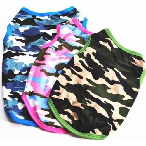 Spring Camouflage Pet Vest T-Shirt Small Dogs Cats Summer T-Shirt Camouflage Blue Pink Green Dog T-Shirt Clothes