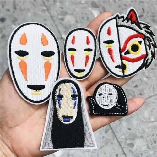 Single Sale Spirited Away Japan Anime Embroidered Iron On Patch DIY No Face Man Handmade Crochet Sew On Patches Clothes Applique