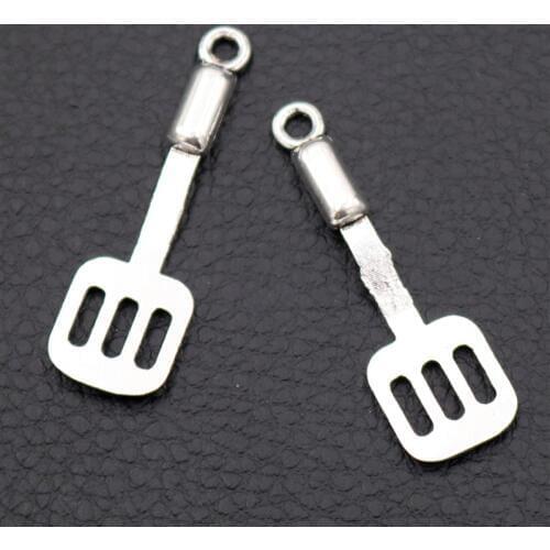 WKOUD 10pcs Silver Color Kitchenware Pendant - Cooking Shovel Charms Spatula Charms DIY Handmade Jewelry Charms 40*12mm A368