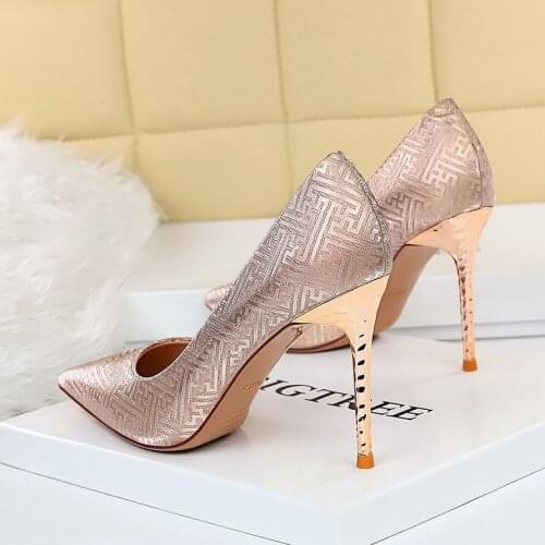 2021 Fashion Women Shining Sandals Women Pumps High Heels Pointed Toe Female Solid Color Party Ladies Female Comfort Women Shoes