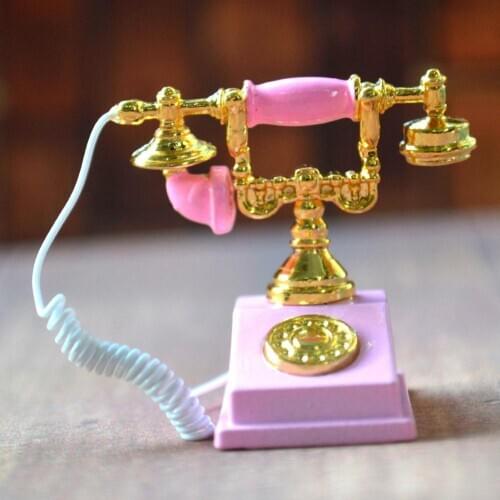 1/12 Dollhouse Miniature Vintage Cute Wired Telephone Display Mold Home Decor