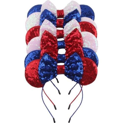 Disney 1Pcs Cartoon Mickey Hair Accessories Hairband Sequins Bowknot Fashion Party Hair Accessories Hairband Christmas Gift
