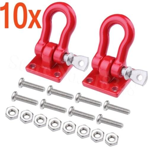 10 Sets RC Rock Crawler 1/10 Accessory Metal Tow Hook for Axial SCX10 TAMIYA CC01 RC4WD D90 D110 TF2 Climbing Car Trailer Parts