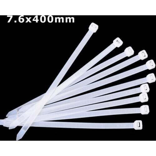 100 pcs/lot Premium Plastic Nylon Cable Ties Reinforced Self Locking Ties 7.6x400mm - red white yellow blue black Zip Tie Strap