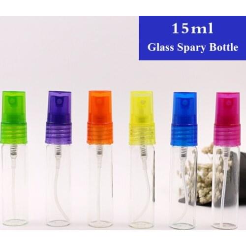 15ml 100pcs Free Shipping Women Perfume Spray Glass Bottle Refillable Portable Cosmetic Water Spary Bottles Reuse Beauty Tools