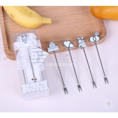50Sets I Do Hors d'oeuvre White Picks Fruit Forks in Gift Package Wedding Favors Gifts DHL Fedex Free Shipping