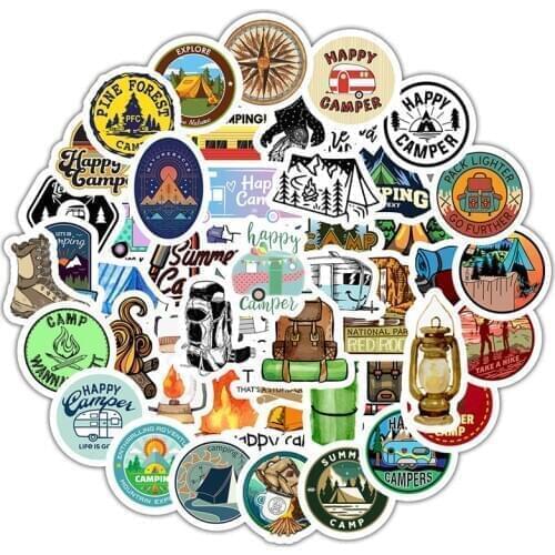 50PCS Camping Stickers Travel Wilderness Adventure Outdoor Landscape Waterproof Decal Sticker to DIY Suitcase Laptop Motor Car