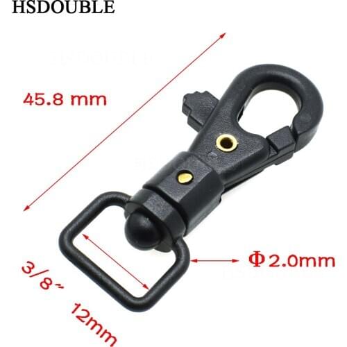 500pcs/lot 1/2"Black Plastic Swivel Snap Hook For Weave Paracord Lanyard Buckles Backpack Straps Webbing 12mm