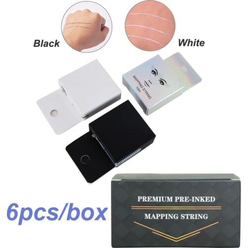 6pcs Microblading Eyebrow Mapping String Marker Thread Tattoo Brows Point Pre-Inked for Permanent Makeup Beauty Tool PMU Supply