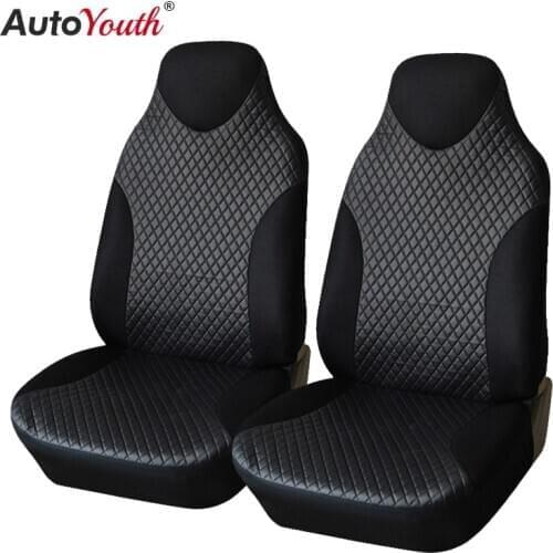 AUTOYOUTH Leatherette Car Seat Covers Universal Fit High Back Bucket Seat Cover Black 2pcs/set Car Interior Decoration