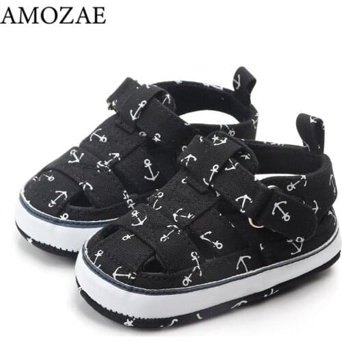 Infant Toddler Baby Shoes Baby Boys and Girls Сандалии 2021 Summer Print Anchor First Wanlker Soft Sole Shoe For 0-18 Months