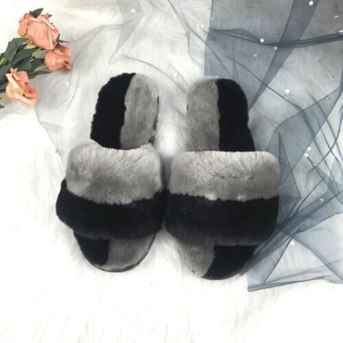 Real Natural Sheepskin Home Slipper Winter Women Indoor Slippers Fur Slippers Wool Flip Flops Slipper Lady Home Shoes