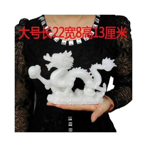Resin Home size: 22cm*6cm*13cm mitation white green jade auspicious crafts zodiac dragon Hanlong lucky ancient totem opening