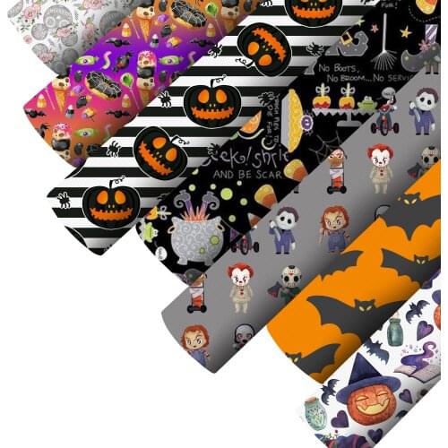 Smooth Faux Leather Sheet Halloween Designs Spider Skull HolidayLeatherette Sheet For Bows Crafts DIY Handmade Material,1Yc20808